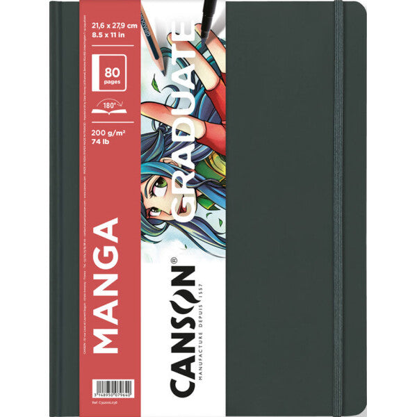 Caiet de schițe Canson Graduate Art Book Manga 200 g/m², 80 file, 21,6 x 27,9 cm, copertă dură