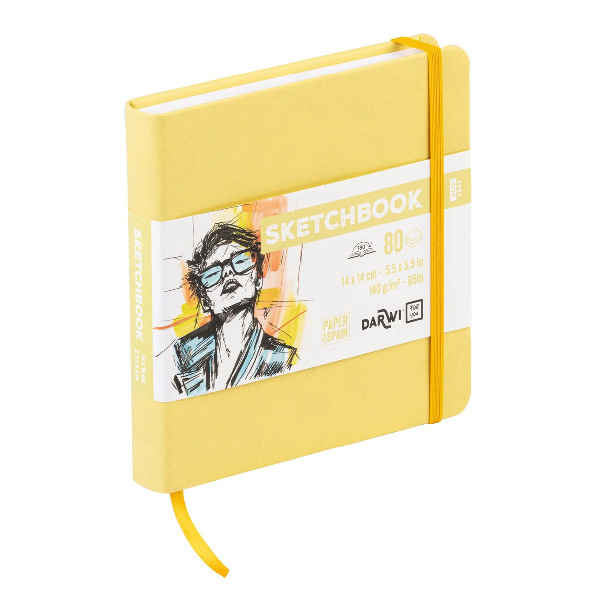 Caiet de schițe DARWI For You Yellow 14 x 14 cm, 140 g, 80 file