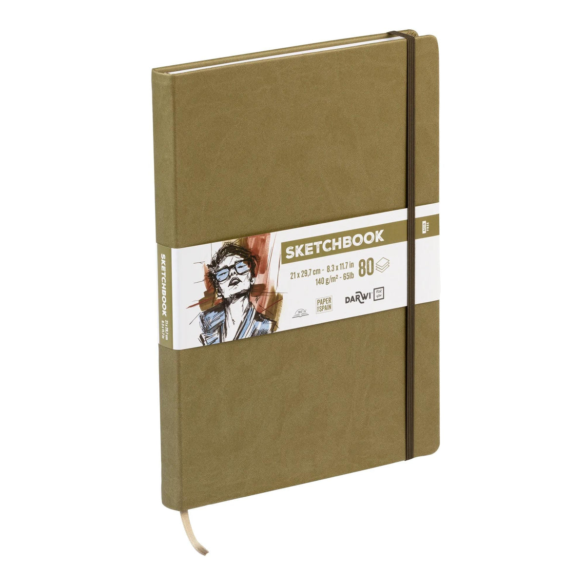Caiet de schițe DARWI Khaki A4, 140 g/m², 80 file