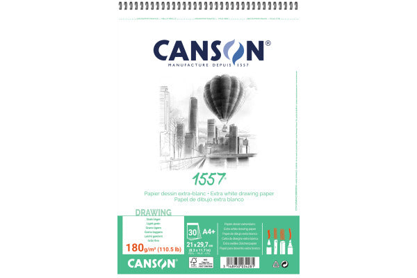 Bloc pentru schițe Canson 1557 granulație fină 180 g/m² A4, 30 file cu spirală