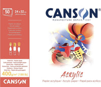 Bloc acrilic Canson CP Natural White 400 g/m² - 50 file, 24 x 32 cm