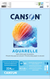 Bloc acuarelă Canson CP 224 g/m² A3 - 10 file, lipit