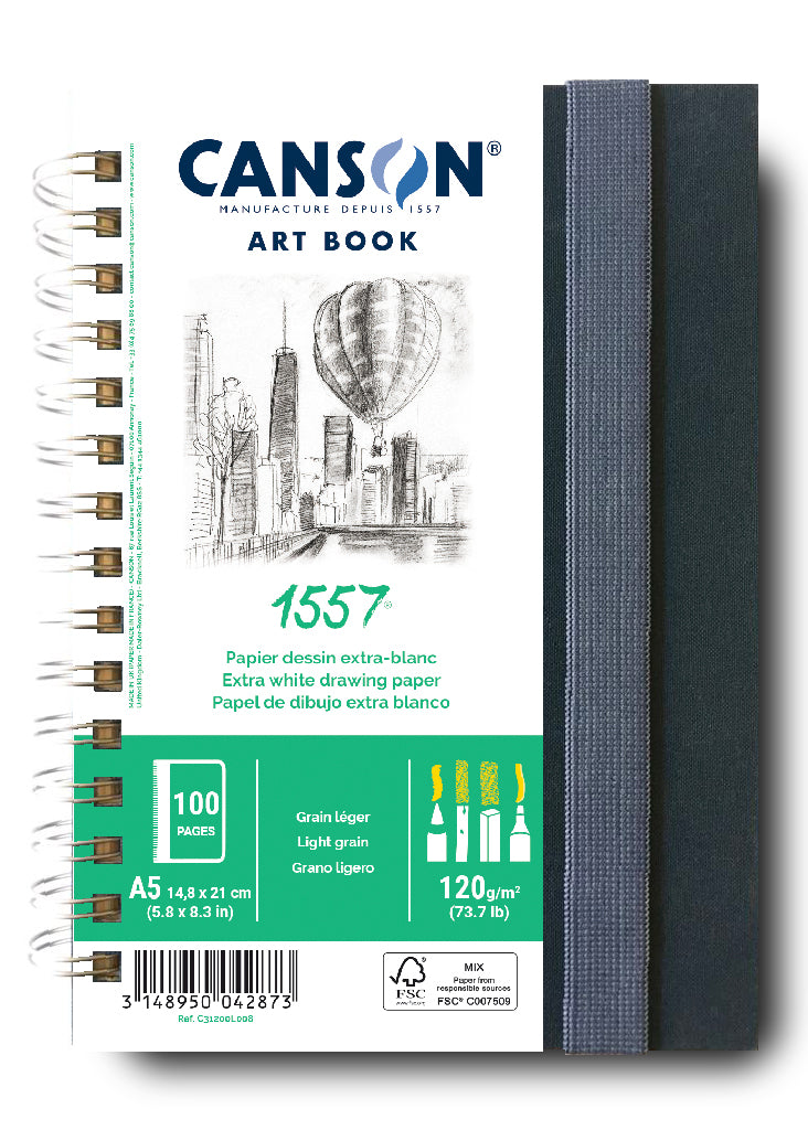 Caiet de schițe Canson Art Book 1557 cu copertă cartonată – A5, 120 g, 50 file