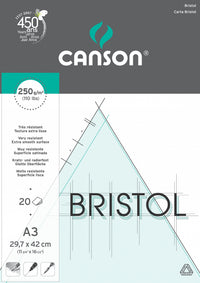 Bloc de desen Canson Bristol 250 g/m² 20F A3 lipit