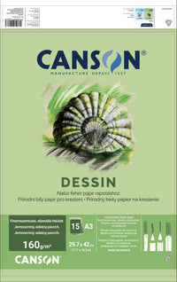 Bloc pentru desen CANSON Dessin A3 160 g - 15 file