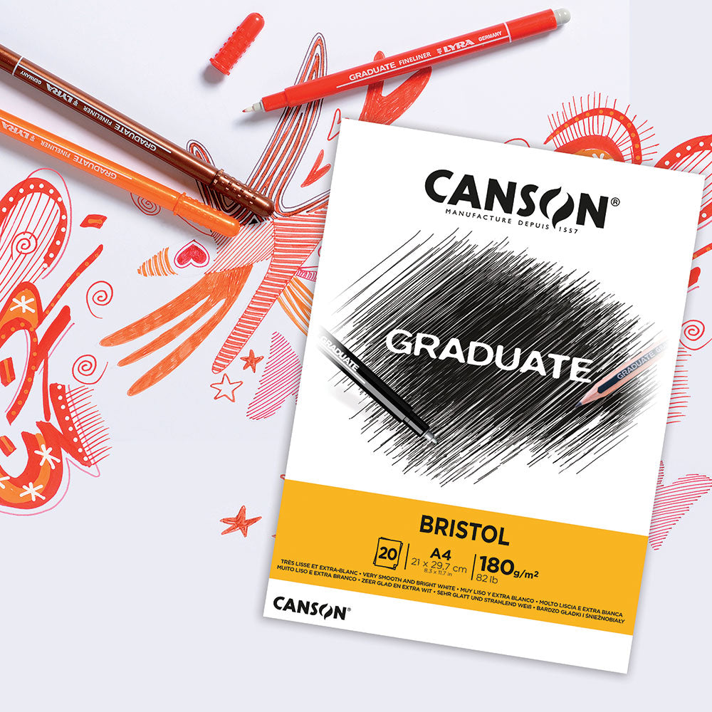 Bloc de desen CANSON Graduate Bristol 180 g/m² A4 - 20 file, lipit