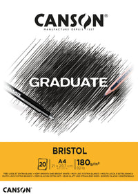 Bloc de desen CANSON Graduate Bristol 180 g/m² A4 - 20 file, lipit