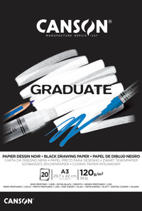Bloc de schițe cu hârtie neagră CANSON Graduate 120 g/m² A3 - 20 file, lipit
