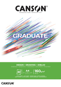 Bloc de desen Canson Graduate White 160 g/m² A4 lipit - 30 file