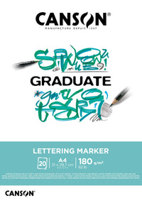 Bloc pentru lettering și markere CANSON Graduate Lettering Marker 180 g/m² - A4, 20 file