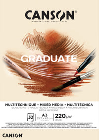 Bloc Canson Graduate Mix Media Natural 220 g 30 file A3 lipit