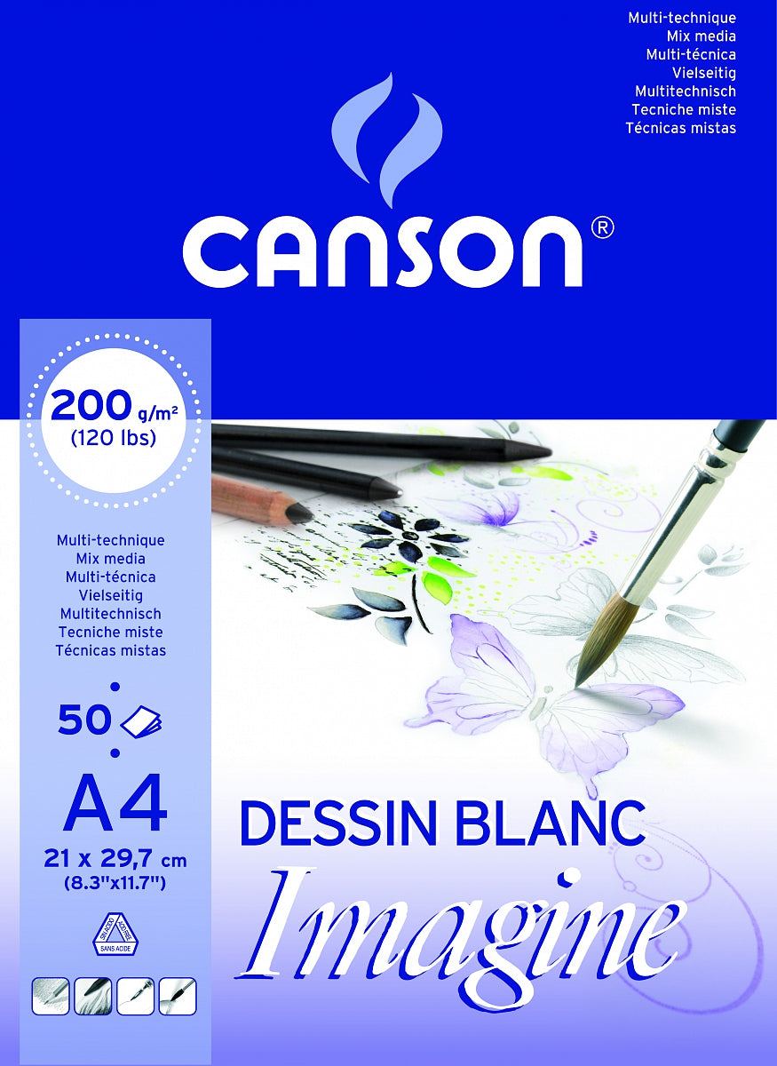 Bloc de desen CANSON Imagine 200 g/m² 50 file A4 granulație fină lipit