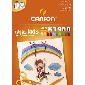 Bloc de desen cu hârtie colorată CANSON Kids A4 - 120 g/m², 30 file, mix 10 culori