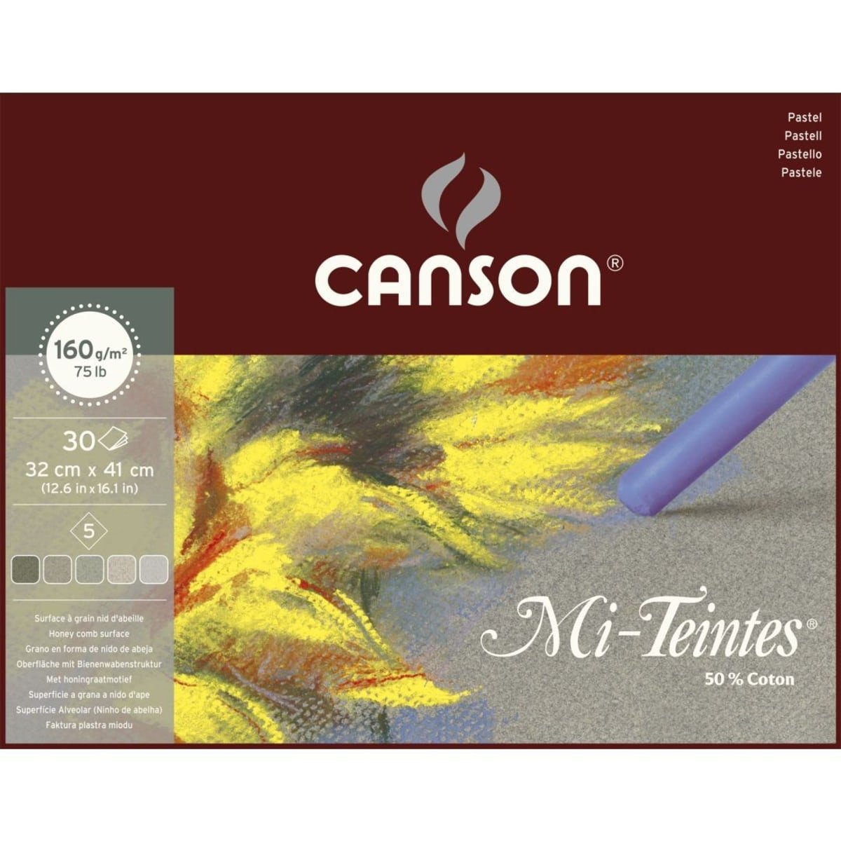 Canson Mi-Teintes bloc lipit pentru pastel 160 g/m² 30 file 32 x 41 cm Grey