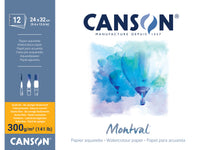 CANSON Montval bloc pentru acuarelă CP 300 g/m² - 12 file, 24 x 32 cm, lipit