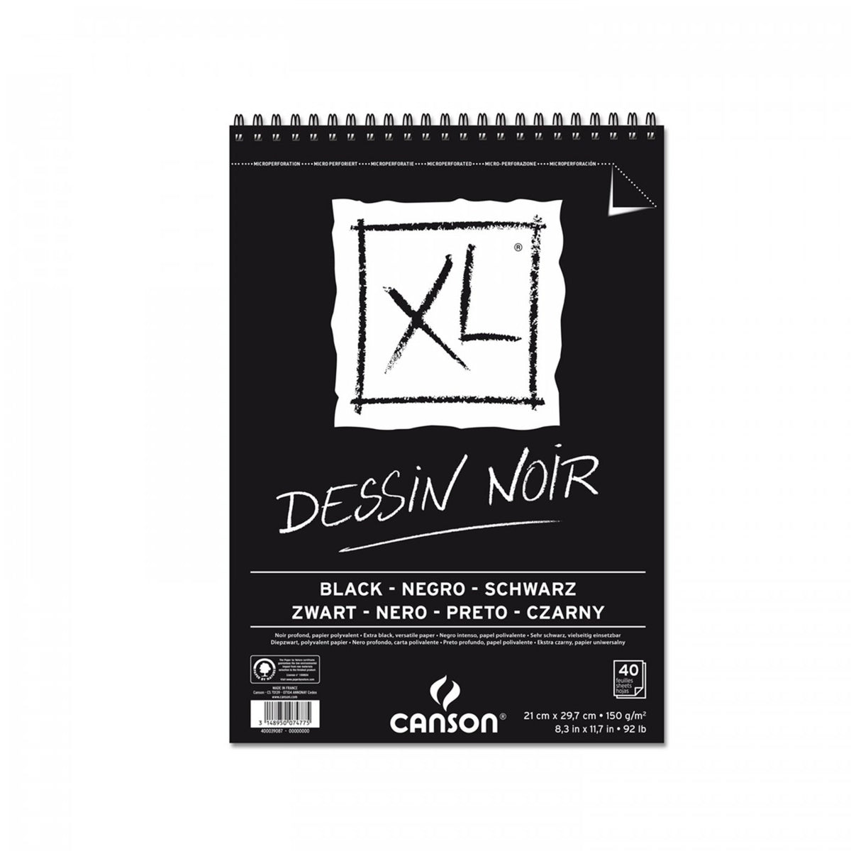 CANSON Canson XL Dessin Black bloc de schițe 150 g/m², 40 file, A4, spirală