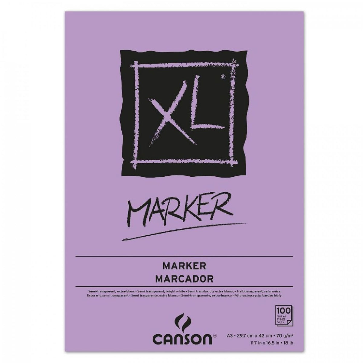 Bloc pentru markere Canson XL Marker 70 g/m² A3 – 100 file lipit
