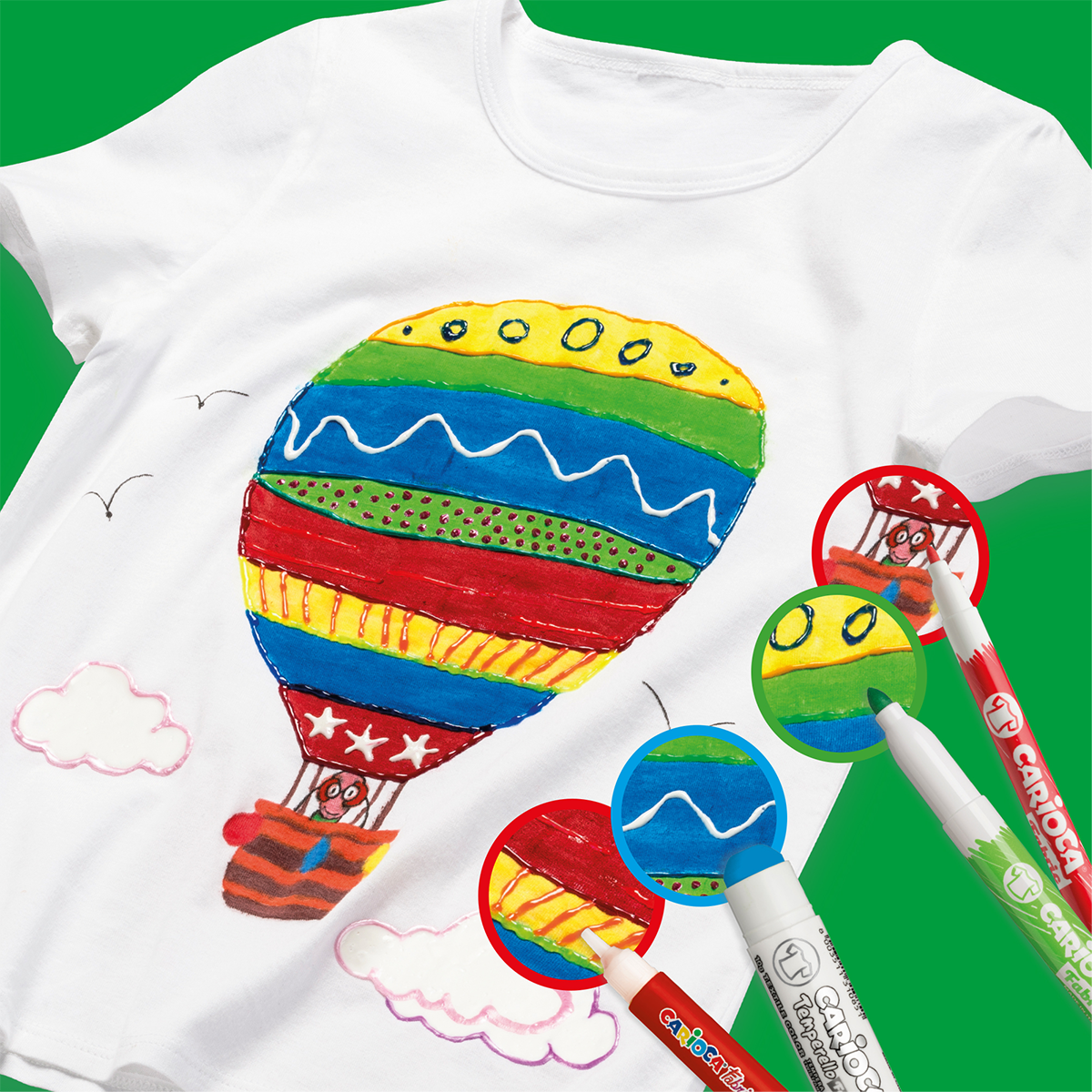 Carioca carioci pentru textile, vârf maxi, mix de culori