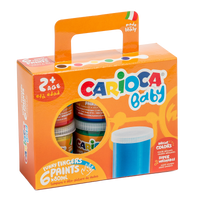 Carioca culori pentru pictat cu degetele Baby 2+, valiză din carton, 6 × 80 ml