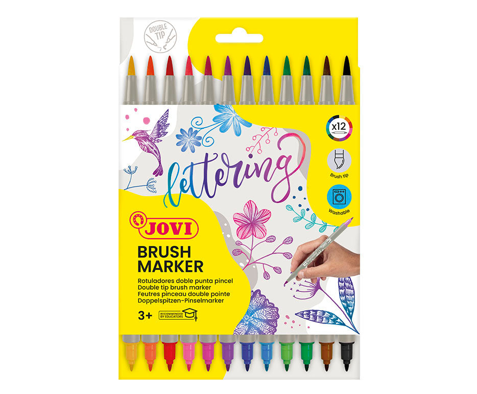 Carioci acuarelă cu două capete JOVI Lettering / set 12 buc