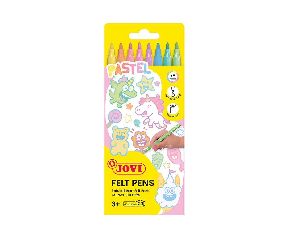 Carioci lavabile pentru copii JOVI pastel 3 mm / set de 8 buc