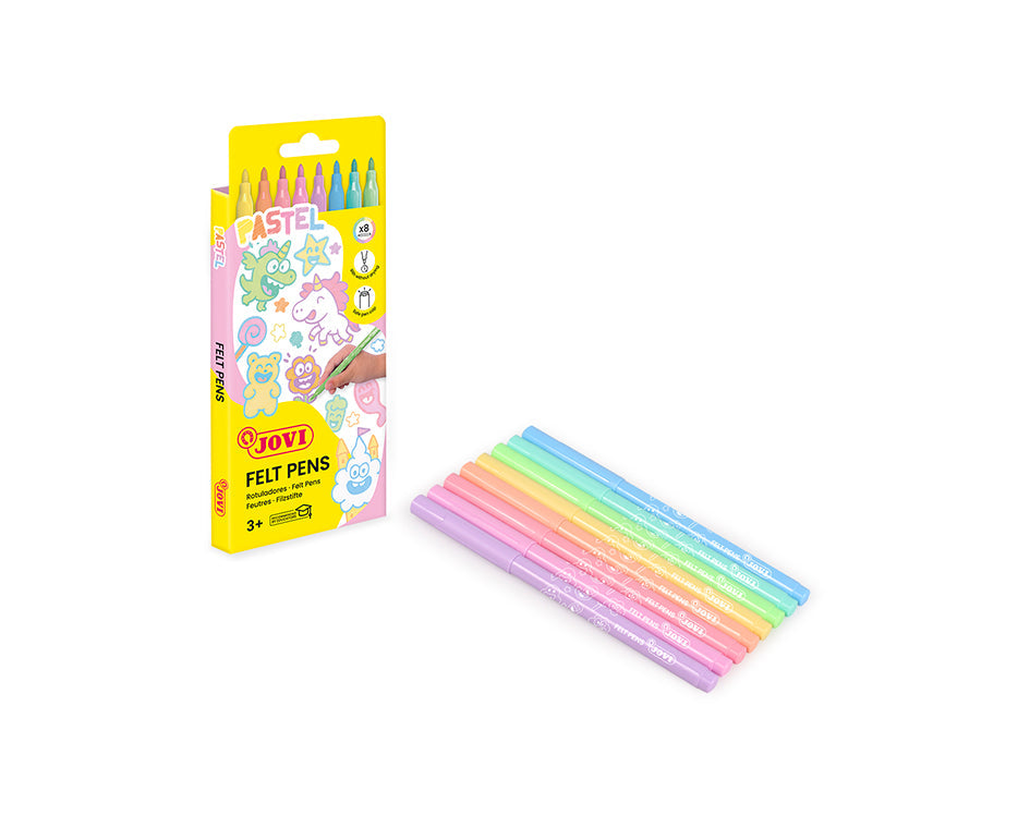 Carioci lavabile pentru copii JOVI pastel 3 mm / set de 8 buc