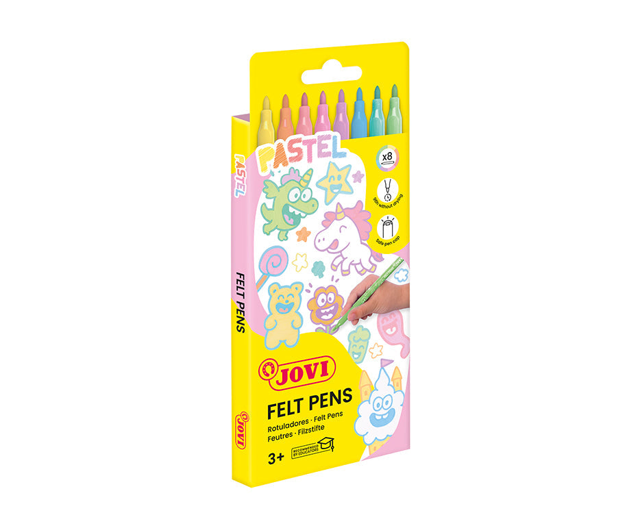 Carioci lavabile pentru copii JOVI pastel 3 mm / set de 8 buc