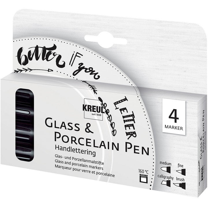 carioci pentru sticla si portelan kreul handlettering set de 4 buc ro krl16480