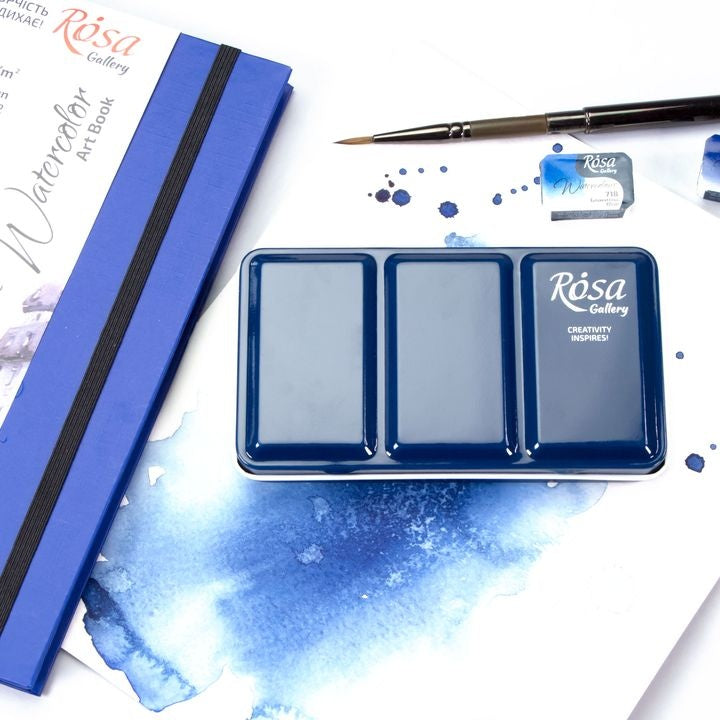 caseta pentru acuarele metalica indigo 12 godete rosa gallery
