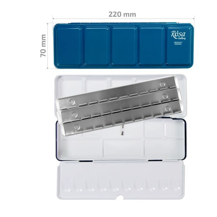 caseta pentru acuarele metalica turcoaz 21 godete rosa gallery