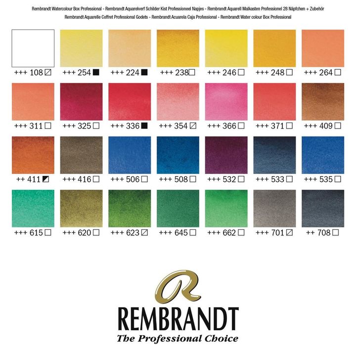cazul profesional de vopsea de acuarela din lemn rembrandt 28 de tigai si accesorii ro rtl05840013