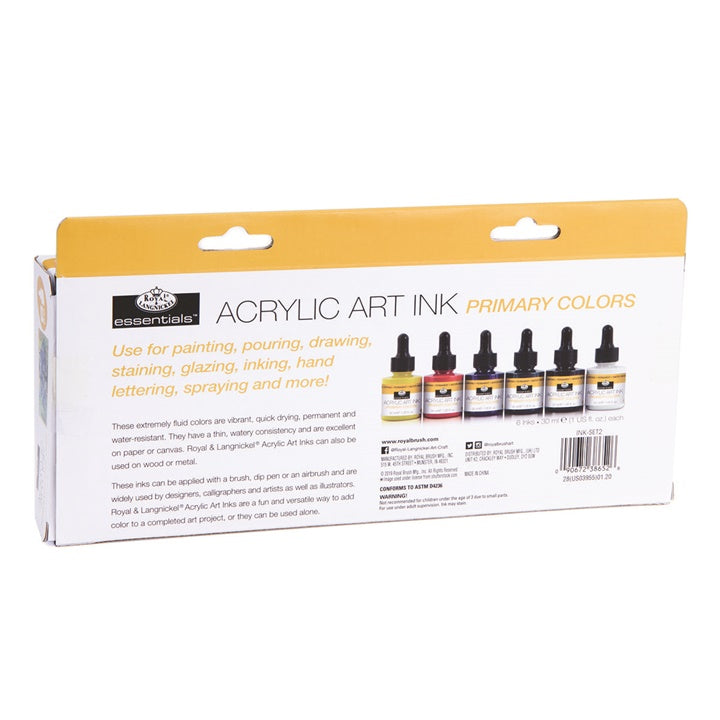 cerneala acrilica royal langnickel culori de baza 6 x 30 ml ro rlgink set2