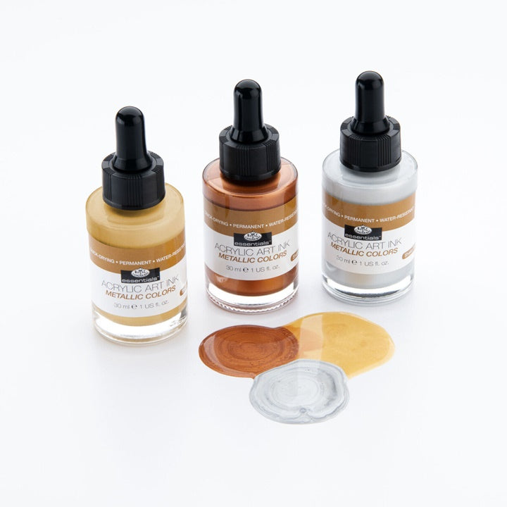 cerneala acrilica royal langnickel culori metalizate 3 x 30 ml ro rlgink set3