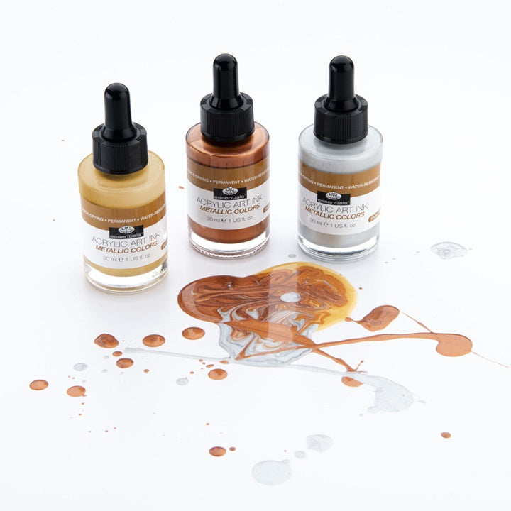 cerneala acrilica royal langnickel culori metalizate 3 x 30 ml ro rlgink set3