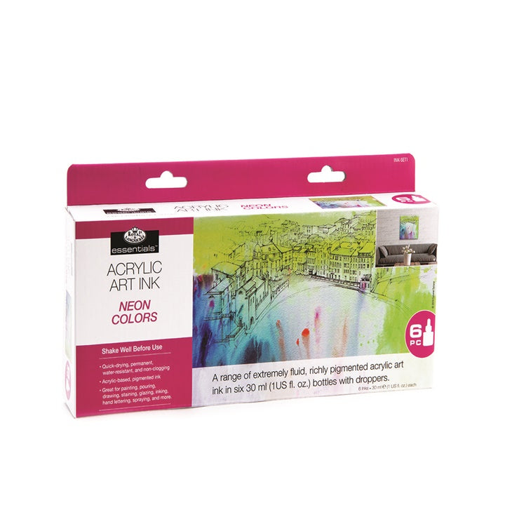 cerneala acrilica royal langnickel culori neon 6 x 30 ml ro rlgink set1