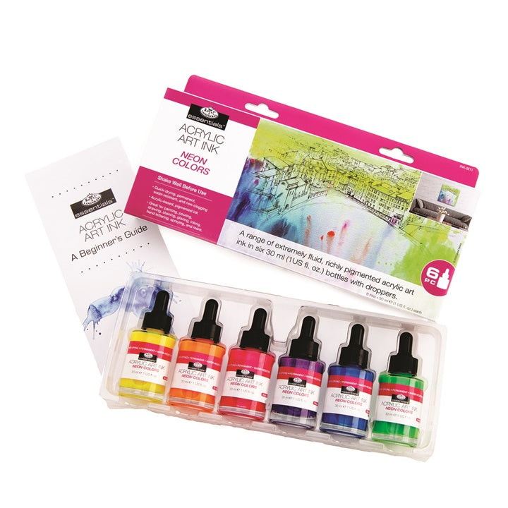 cerneala acrilica royal langnickel culori neon 6 x 30 ml ro rlgink set1