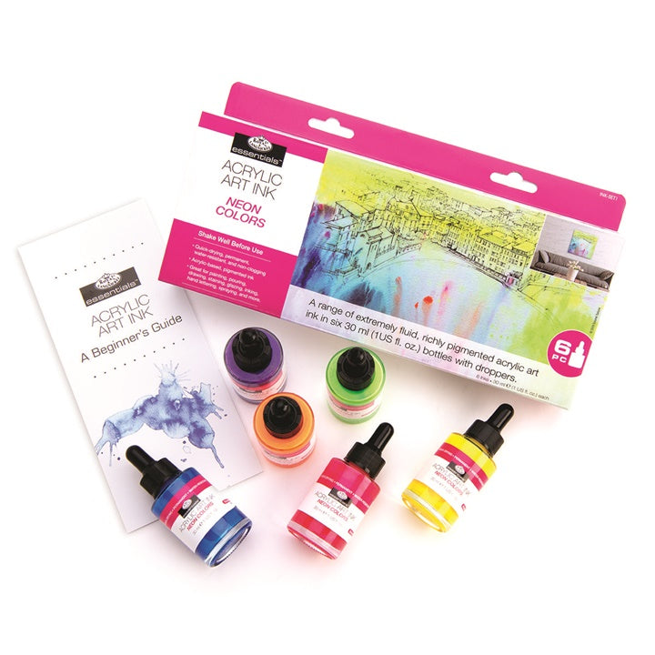 cerneala acrilica royal langnickel culori neon 6 x 30 ml ro rlgink set1