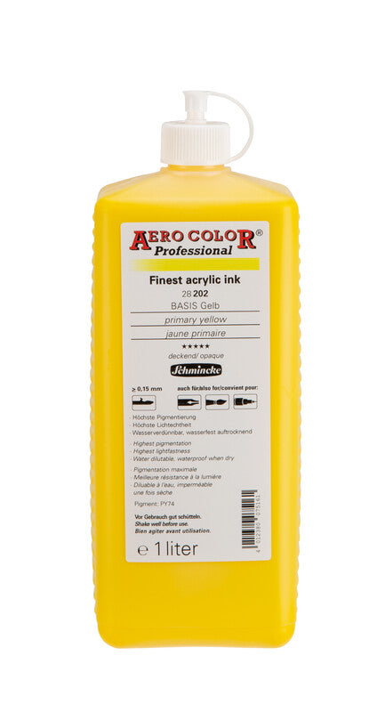 Cerneală acrilică Schmincke AERO COLOR Professional 1 l – 202 Galben primar