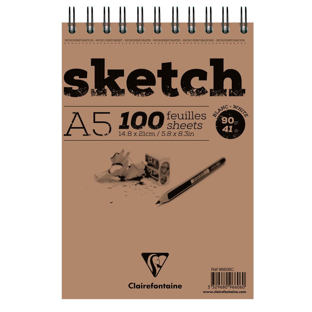 Sketchbook cu spirala 100 lista A4/A3 Clairefontaine - alb – A5