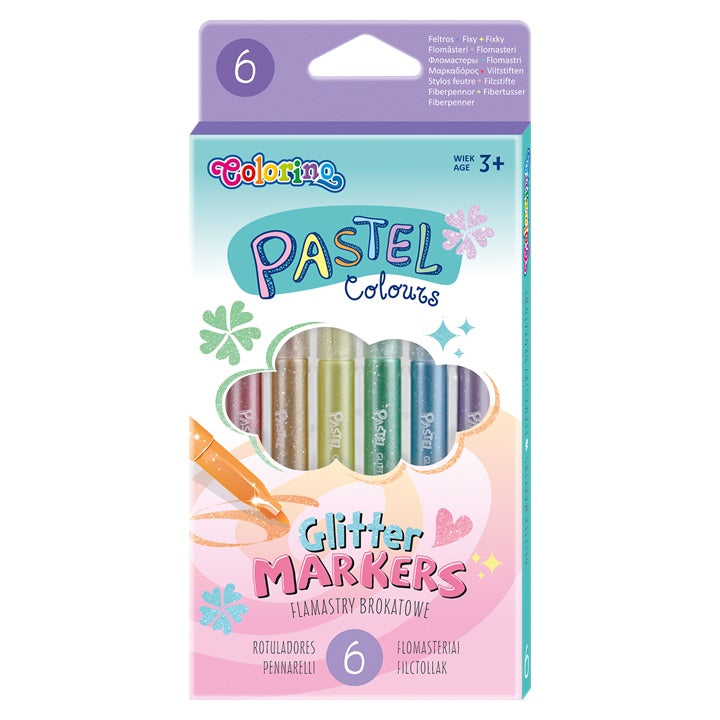 colorino glitter effect pastel markers pachet de 6 ro clrr82565ptr