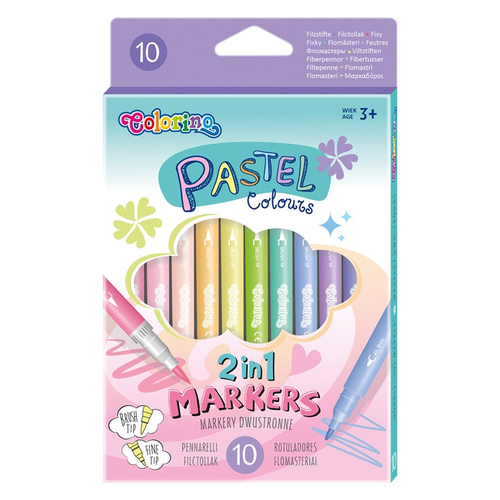 colorino markere pastelate cu doua fete 10 buc ro clrr80875ptr
