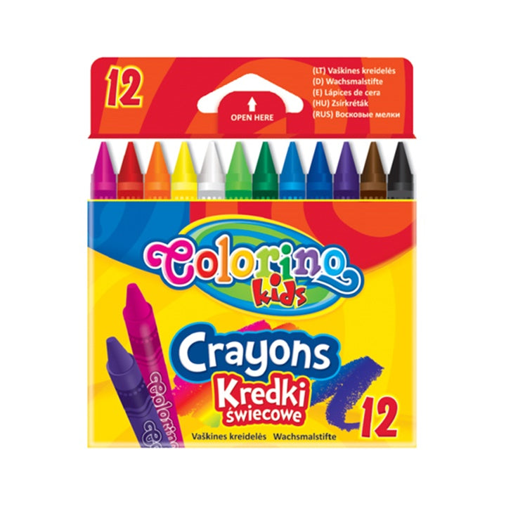 colorino round wax crayons set de 12 ro clrr13314ptr