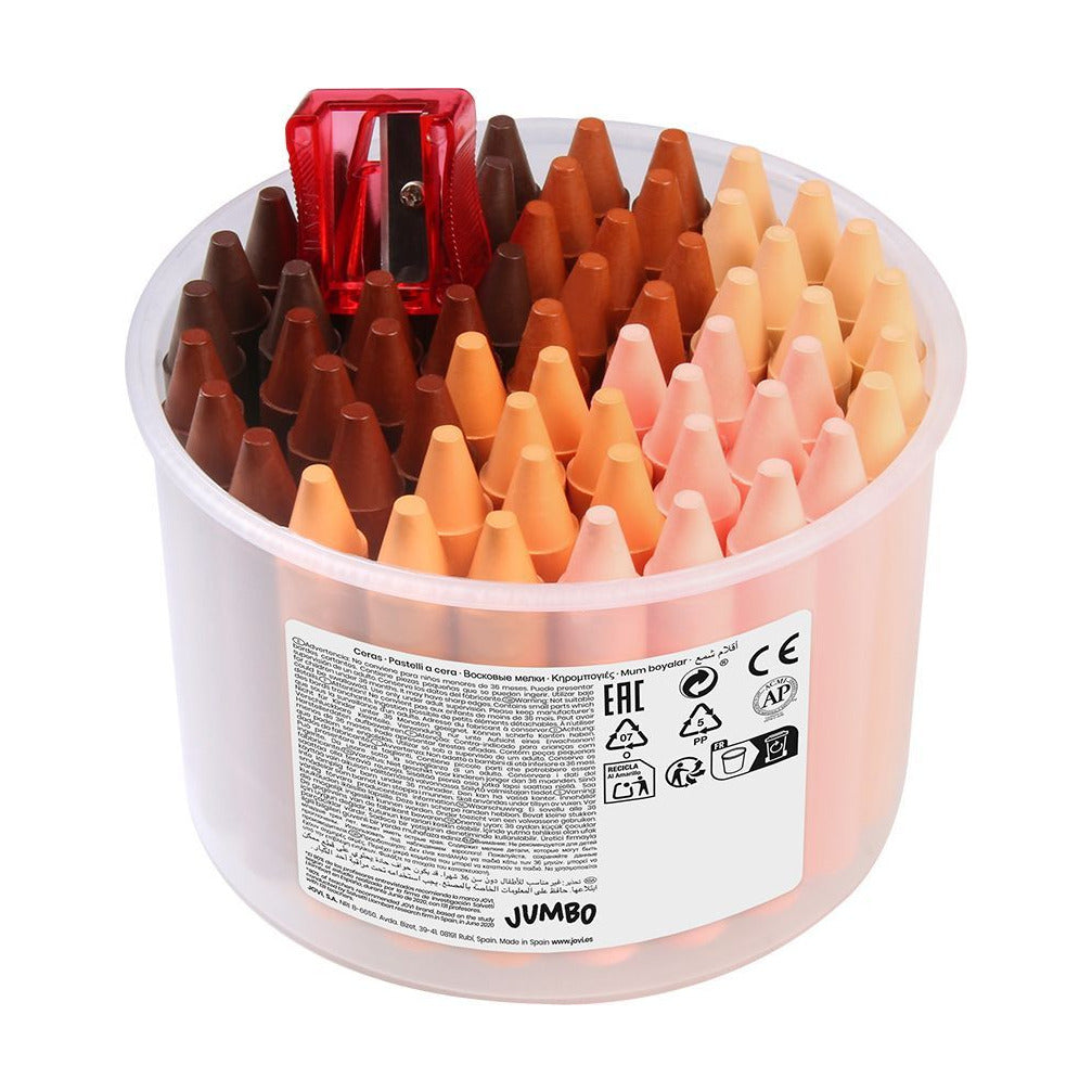 Creioane cerate rotunde JOVI Jumbo nuanțe de piele - set 60 buc cu ascuțitoare