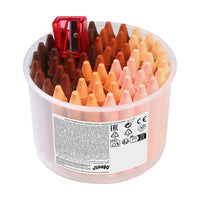 Creioane cerate rotunde JOVI Jumbo nuanțe de piele - set 60 buc cu ascuțitoare