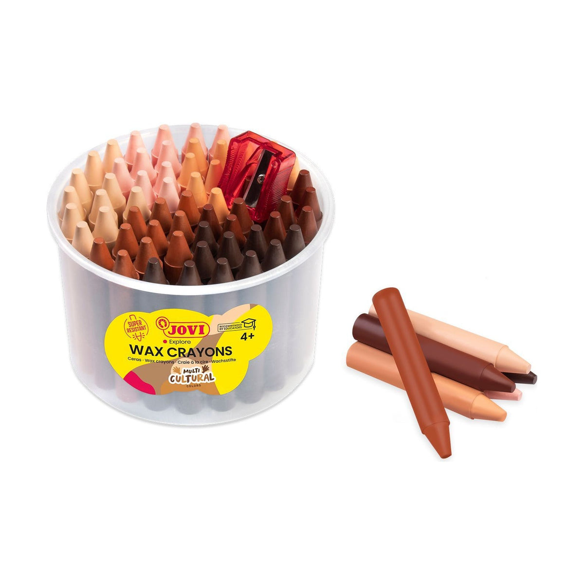 Creioane cerate rotunde JOVI Jumbo nuanțe de piele - set 60 buc cu ascuțitoare