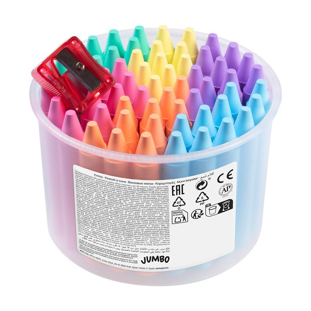Creioane cerate rotunde JOVI Jumbo pastel set 60 buc cu ascuțitoare