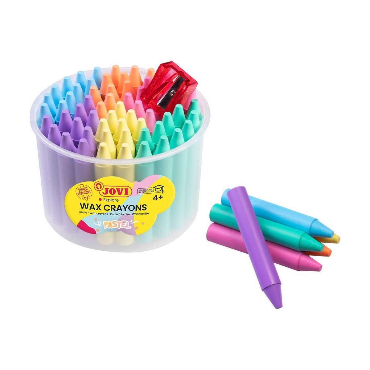 Creioane cerate rotunde JOVI Jumbo pastel set 60 buc cu ascuțitoare