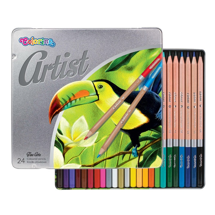creioane colorate colorino artist in cutie de tabla set de 24 ro clrr83263ptr