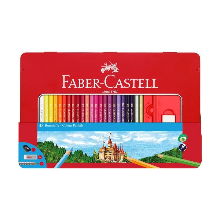 creioane colorate faber castell set de 48 de creioane colorate in cutie de metal ro fbc115888