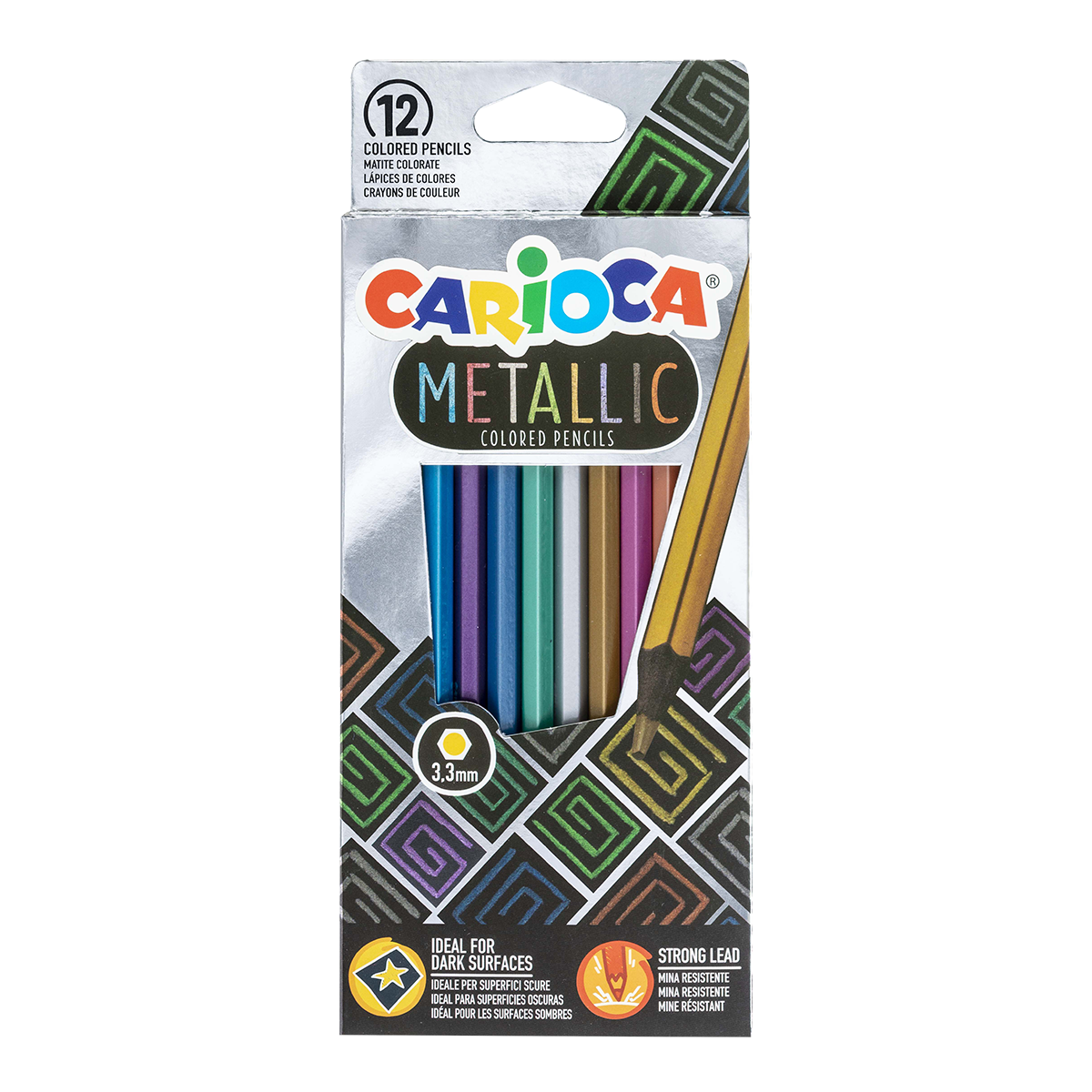 Creioane colorate hexagonale Carioca Metallic, 12 buc